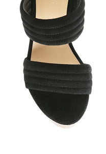 MILLE FEUX SUEDE SLIP-ON BLOCK HEELED SANDAL