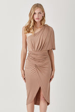 Load image into Gallery viewer, ONE SHOULDER DRAPE JERSEY DRESS