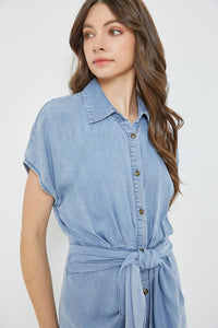 Ruched Waist Tied Dress