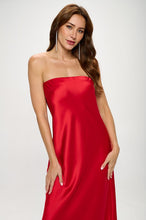 Load image into Gallery viewer, Made in USA Silky Satin Tube Draped Dress