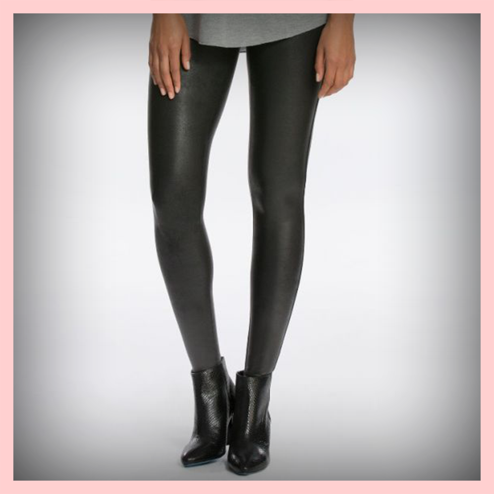 SPANX® Black Faux-Leather Leggings Size XL