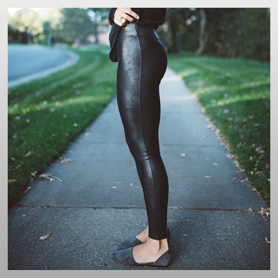 SPANX Women's Faux Leather Leggings, Black, Small Petite 